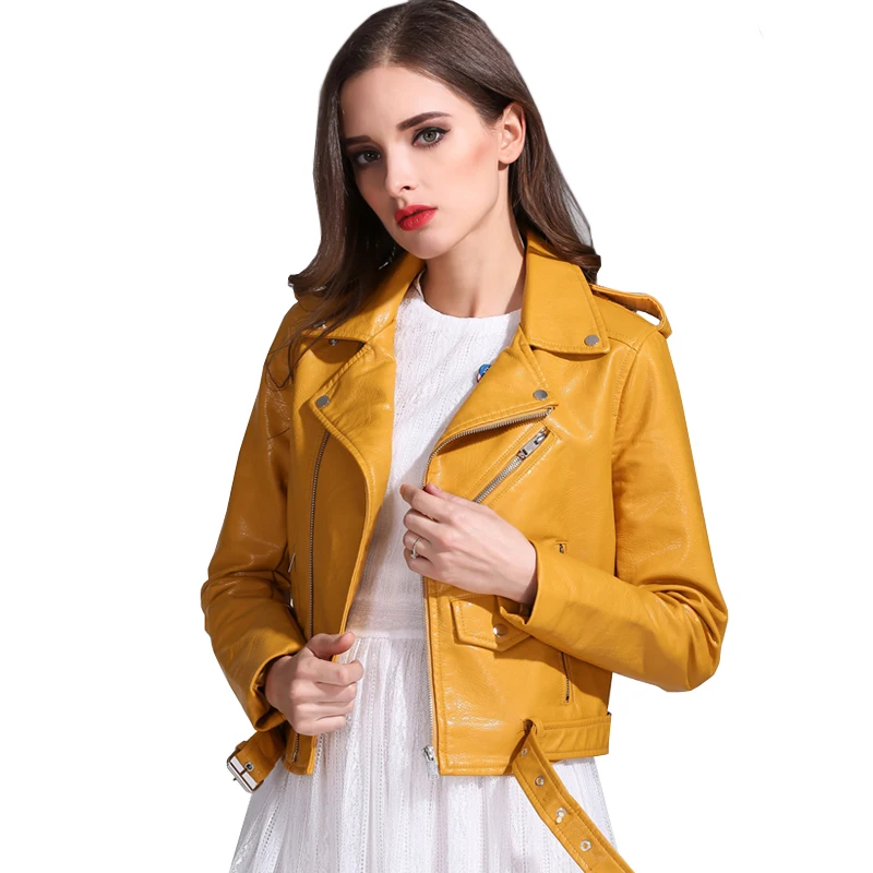 

2021 New Fashion Women Autunm Winter Wine Red Faux Leather Jackets Lady Bomber Motorcycle Cool Outerwear Coat with Belt Hot Sale