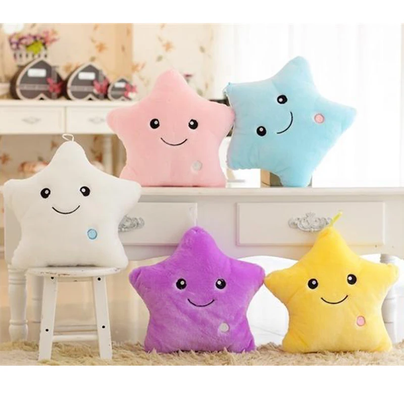 

34CM Led Light Toys Gift For Kids Children Girls Creative Toy Luminous Pillow Soft Stuffed Plush Glowing Colorful Stars Cushion