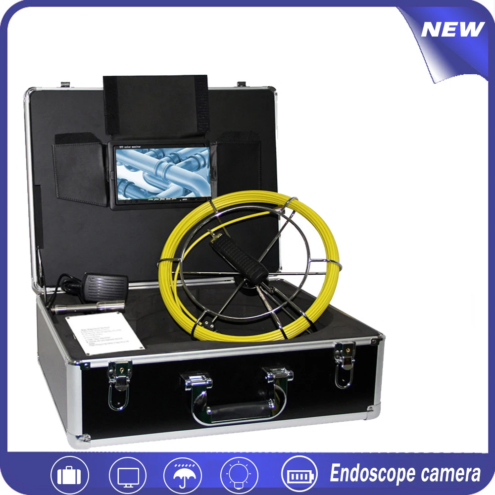 20 м эндоскоп конвейера Камера 7 дюймов Экран змея стенки трубы канализационные