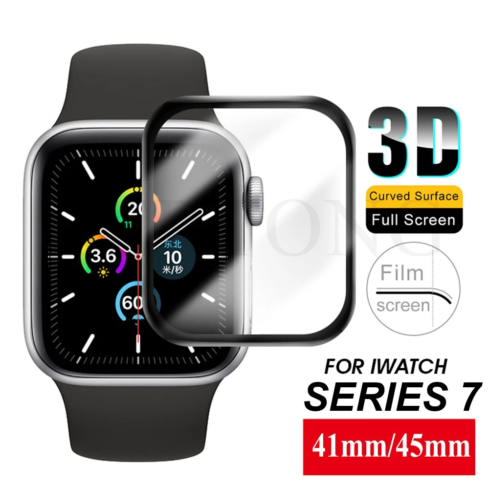 

Стекло для защиты экрана для iWatch 7 45 мм 41 мм, закаленное стекло для Apple Watch 7 Watch7, полное покрытие от царапин, защитная пленка