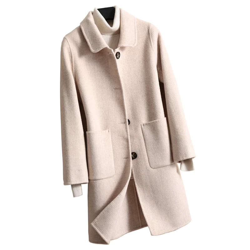 

High Quality Autumn Winter Fashion Women Long Double-Sided Cashmere Wool Jacket Female Overcoat Loose Elegant Woolen Coat Jacket