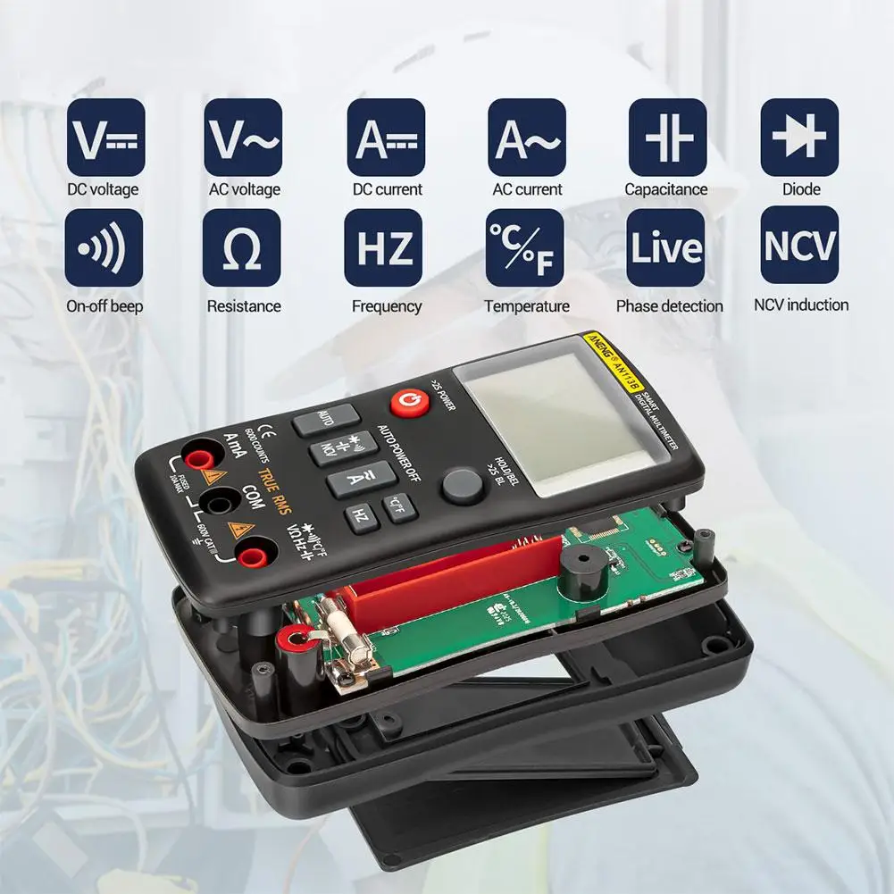Мультиметр AN113B цифровой 6000 отсчетов True RMS с автоматическим выбором