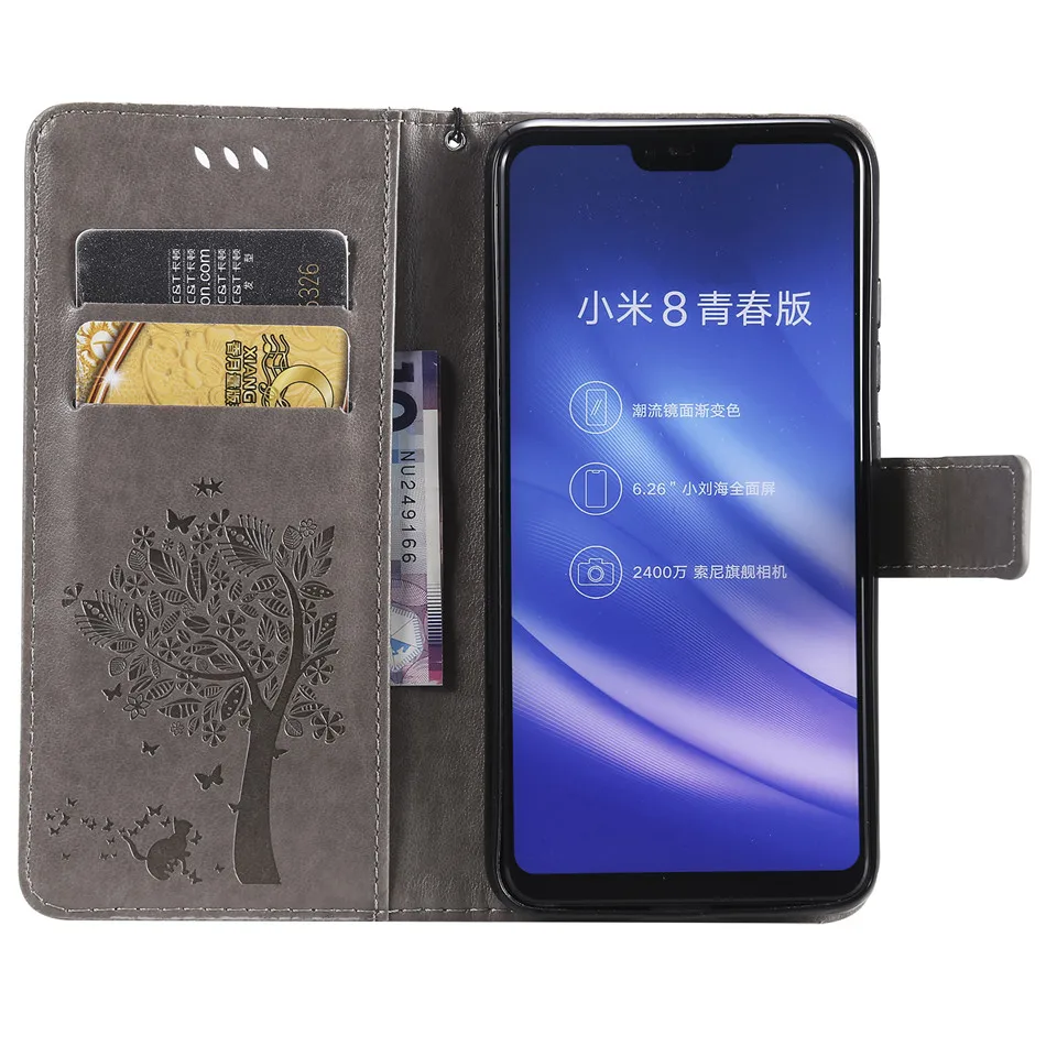 Чехол с изображением дерева кошки для huawei mate 20X20X10 Pro 9 8 7 P9 Lite P30 P20 Lite Чехол-бумажник красный серый синий откидная крышка DP06F