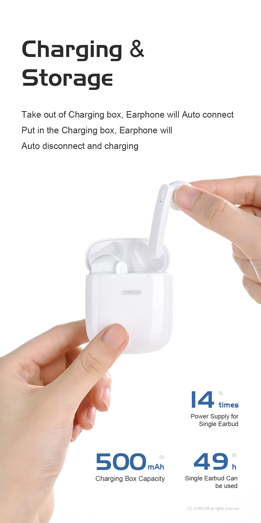 JOYROOM-T04S TWS, двусторонние беспроводные наушники, Bluetooth 5,0, стерео наушники с шумоподавлением, гарнитура с микрофоном, совместимая с IOS Android
