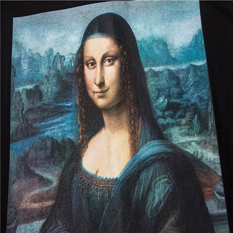 

Punk New High 2020 Men Fashion T Shirts Mona Lisa Revolver T-Shirt Hip Hop Skateboard Street Cotton T-Shirts Tee Top #G97