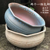handmade coarse pottery pots of purple sand breathable green radish large diameter platter clearance retro personalized flower