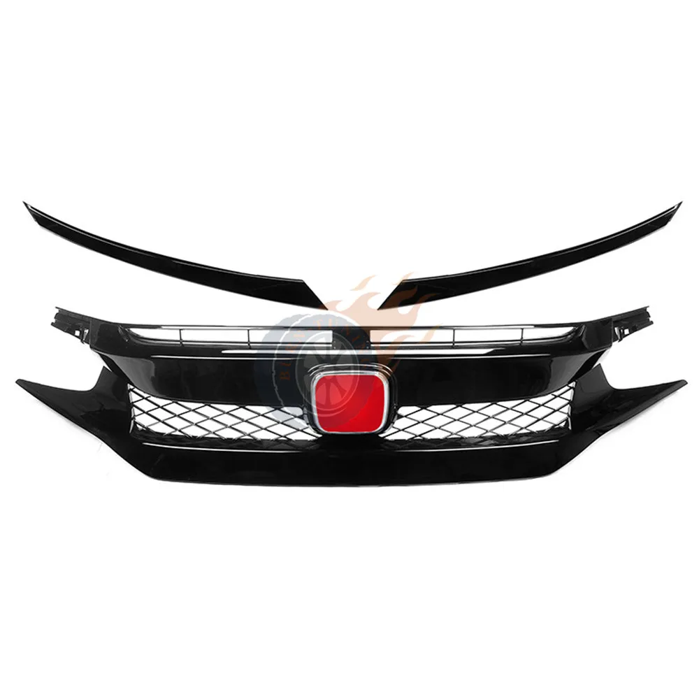 Глянцевая черная ячеистая сетка R Тип Гриль для Honda Civic 10th Gen- передний бампер ABS гоночные решетки запчасти для автомобилей - Цвет: R Type