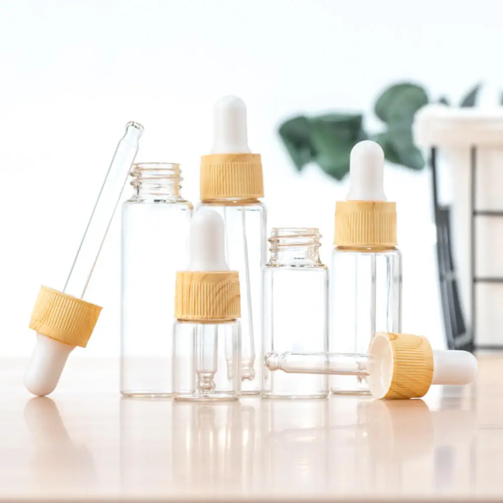 

Glass Dropper Dispenser Bottle Wood Grain Essential Oil Bottles Cosmetic Containers Empty Refillable Bottles