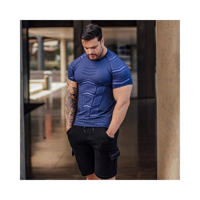 

Новинка 2021, Мужская компрессионная футболка большого размера, мужская спортивная облегающая футболка, Мужская футболка для спортзала, бега...