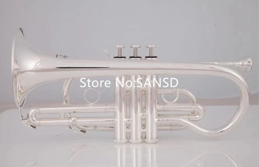 Профессиональный музыкальный инструмент с чехлом рог Bb посеребренный | Корнет