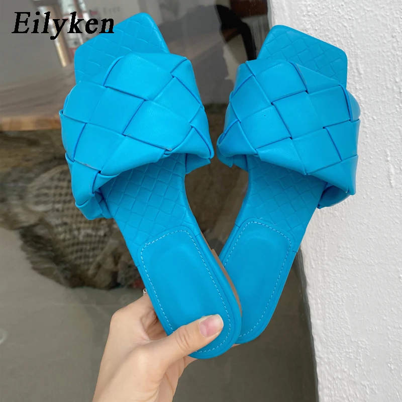 Eilyken/пикантные тапочки на плоской подошве со змеиным принтом и квадратным носком