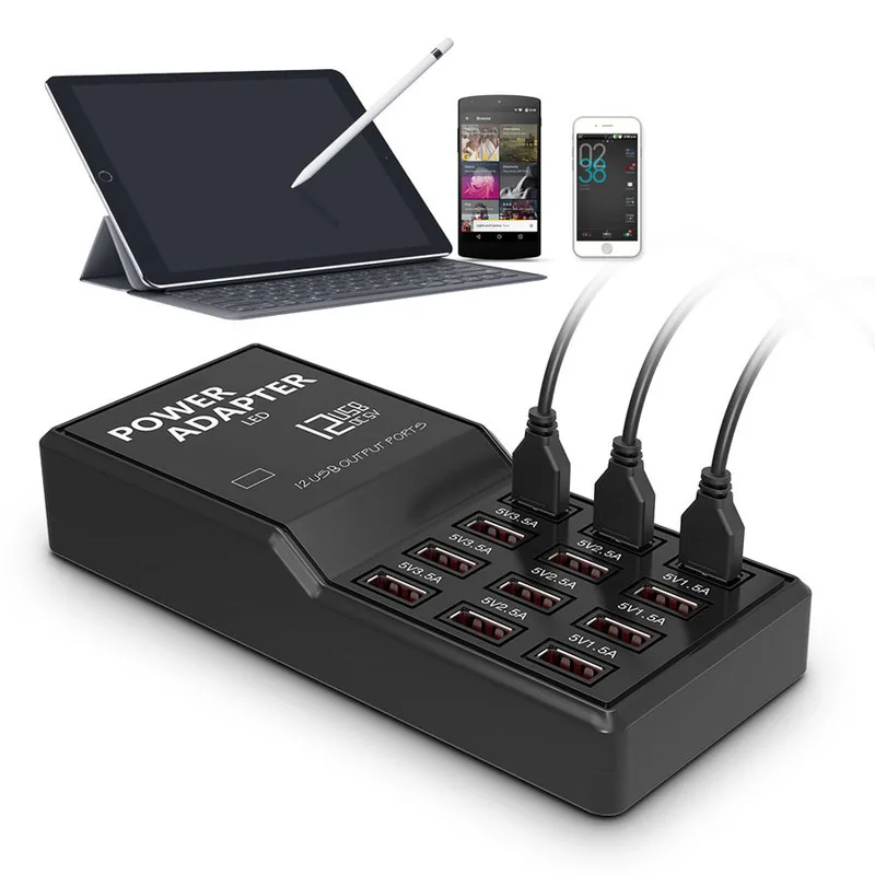 Зарядное устройство USB 10/12 зарядное с несколькими портами для iPhone X 8 7 6 Samsung Huawei