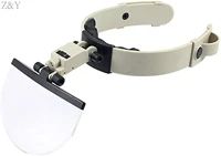 led head mounted reading embroidery maintenance helmet magnifying glass optical lens 4pcs lens 2x 3 8x 4 5x 5 5x