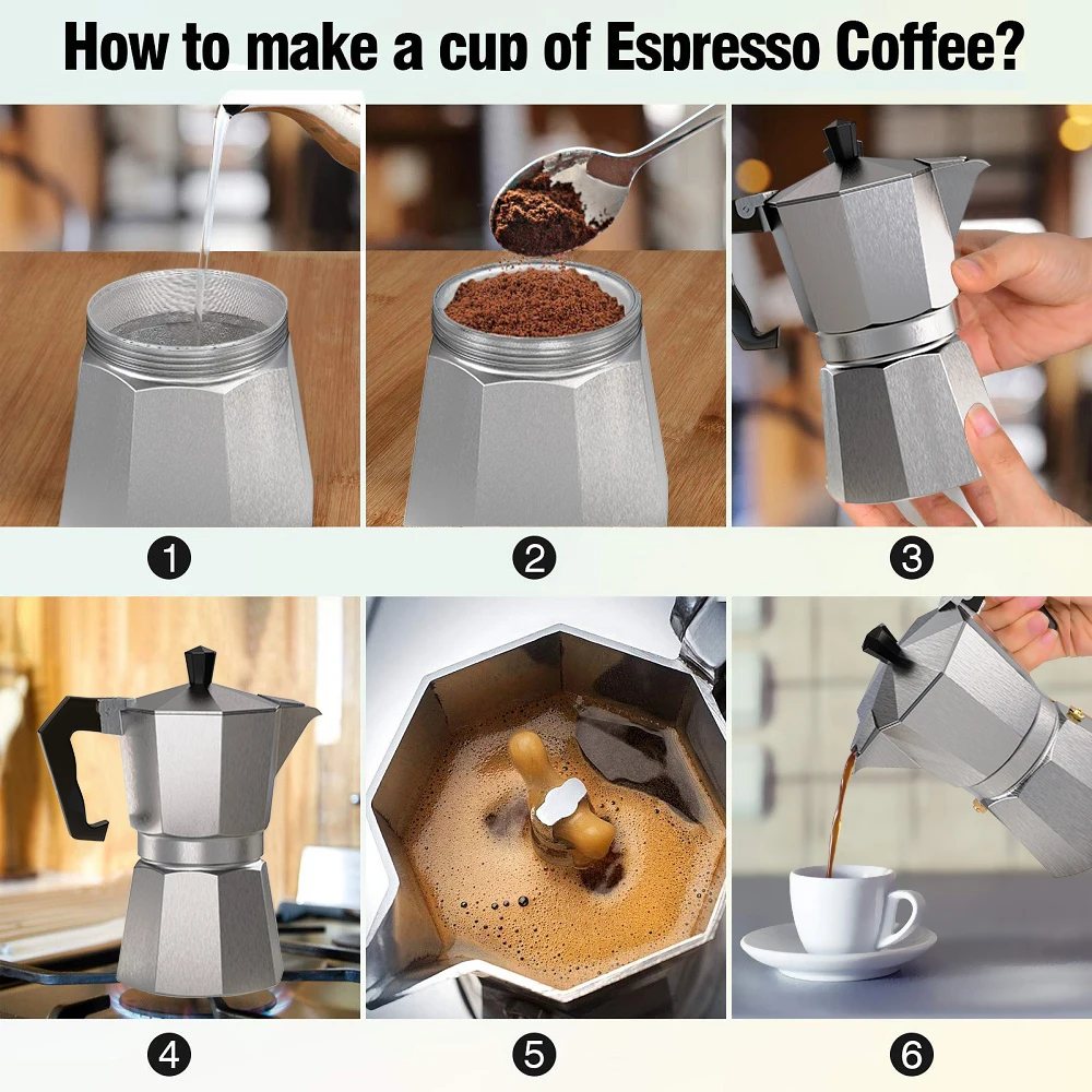 

Coffee Maker Pot Aluminum Mocha Espresso Percolator Pot Coffee Kettle Cafetera Home Outdoor Stovetop Cafe Tools Sliver Red Black