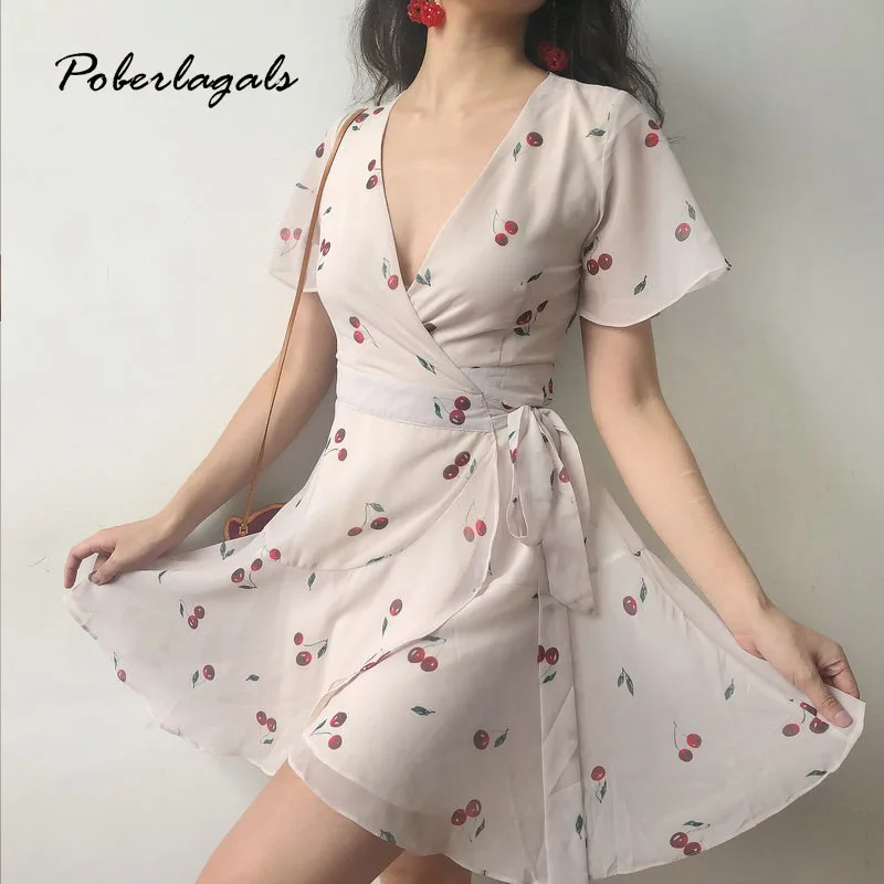 Женское винтажное мини платье Элегантное летнее с v образным вырезом рюшами и