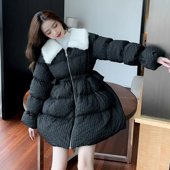 2023,Winter Long Coat Women Casual  Parka  Female Liner Cotton Padded Solid Warm Casual Jackets Ladies Slim Zipper Outwear H532