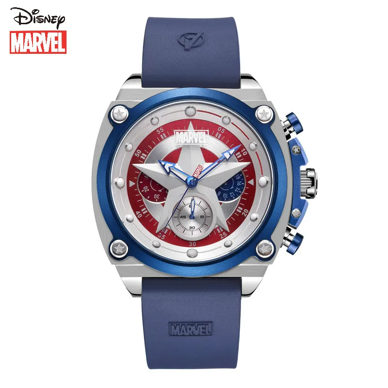 

Disney Marvel Men's Watch American Captain Quartz leather trend sports personality six pin wristwatch