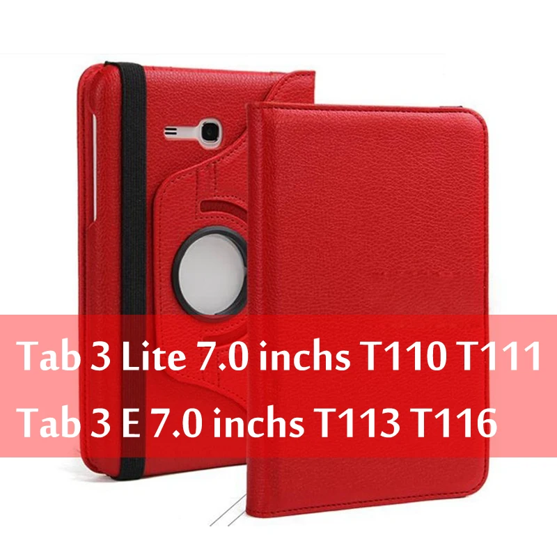 Red Чехол для планшета samsung Galaxy Tab 3 Lite " SM-T110 T111 Tab E 7,0" SM-T113 T116, вращающийся на 360 градусов, кожаный чехол-книжка Funda Capa - Цвет: Red