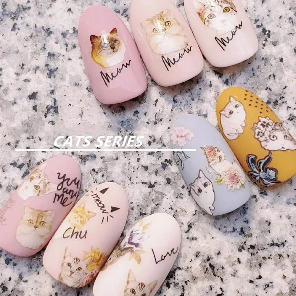 Кошек серии CA 537 стикеры 3d на ногти nail art Наклейки Шаблон &quotсделай сам&quot