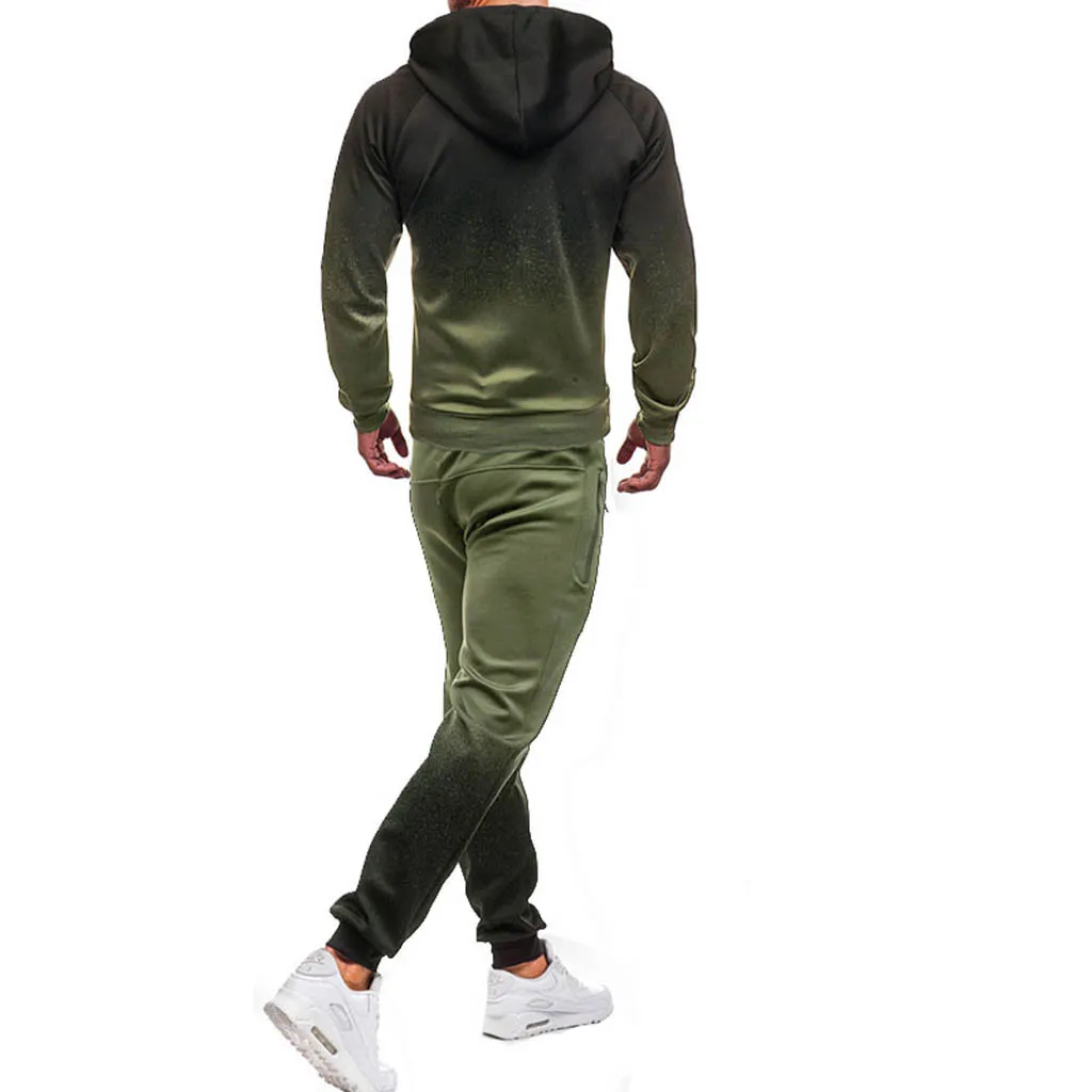 

2021 new AliExpress hot sale men's casual running fitness sports suit men's gradient stripe casual suit