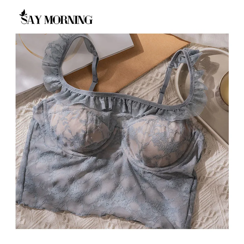 Женский кружевной бюстгальтер с оборками SAY MORNING тонкий Бралетт из мягкой стали