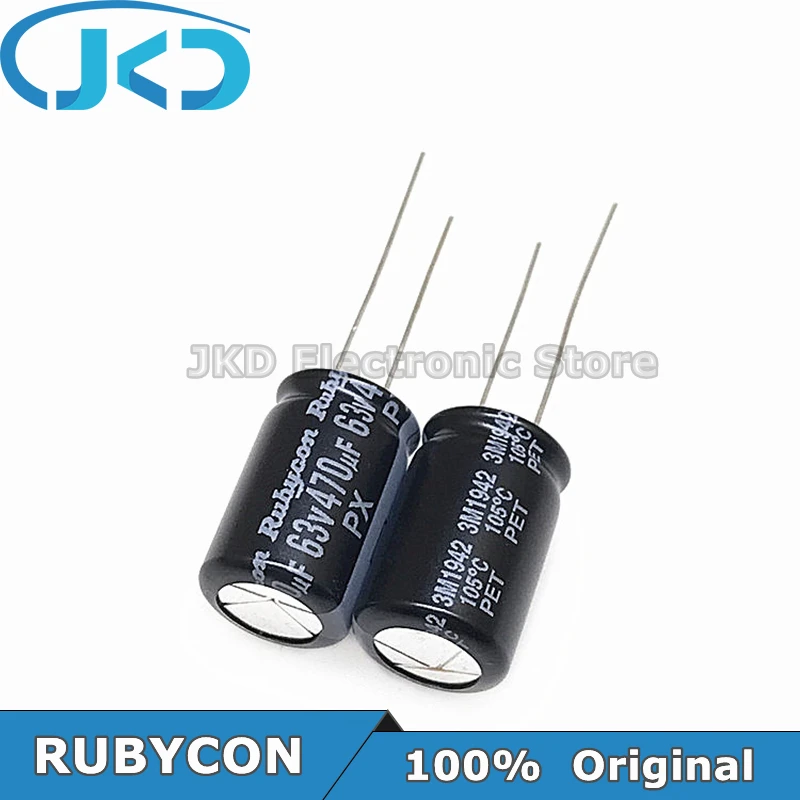 

10pcs RUBYCON 470UF 63V 12.5*20mm 470UF63V 63V470UF 12.5x20mm Aluminum Electrolytic Capacitor 100% Original