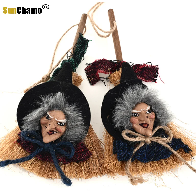 Halloween Decorations Witch Broom Pendant Lamp String Lantern Party Kindergarten Layout | Дом и сад