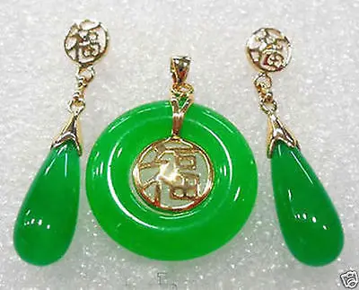 Горячая Распродажа Новый-зеленый нефрит 18KGP Фортуна круглый кулон ожерелье