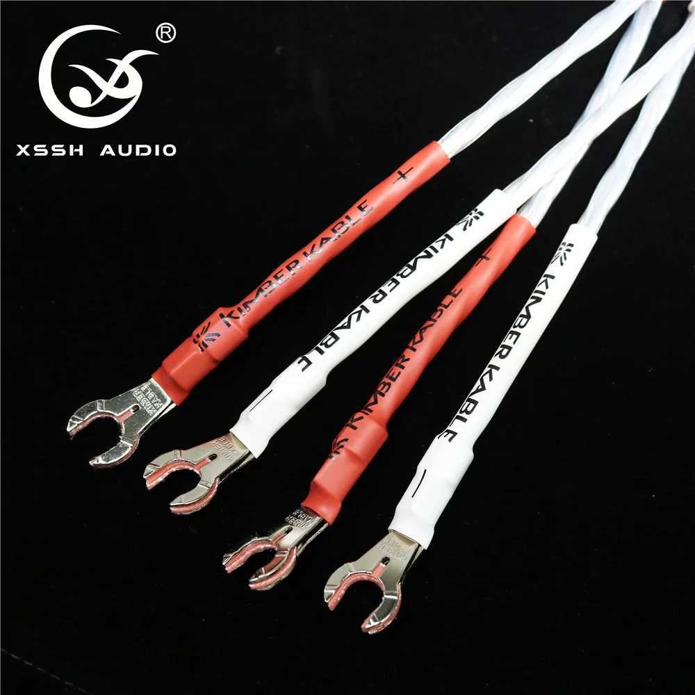 

4pcs 20cm yivosound Audio Bi-Wire 8 core OFC copper silver plated Y spade Banana Plug Jumper Speaker Bi Cord Cable Wire