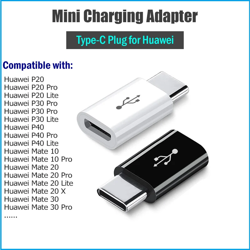 Зарядный адаптер с Micro на Type C для Huawei P20 P30 P40 Pro Lite Mate 10 20 30 40 20X Nova 6 7 8 SE конвертер OTG USB