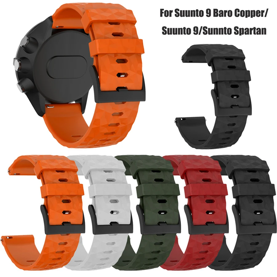 

24mm Silicone Watchband Wrist Band Strap for Suunto 9 Baro Titanium Copper Bracelet Replacement Strap For Suunto Spartan Baro