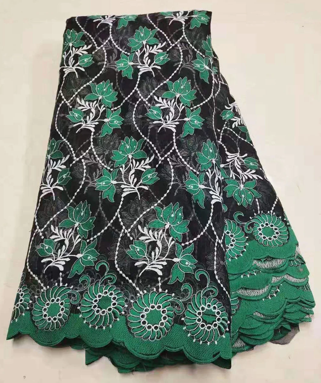 Чистая белая африканская сухая кружевная ткань Высококачественная молочная