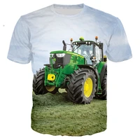 2021 leisure simple atmosphere skin friendly breathable pastoral style tractor 3d printing round neck t shirt short t home trave