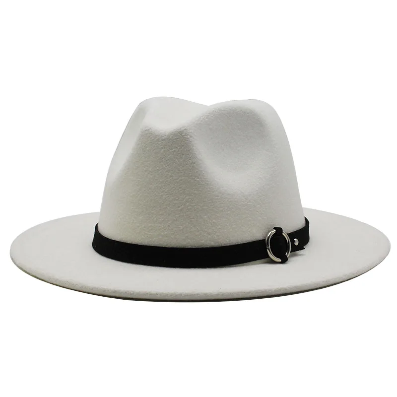 

Seioum Women Men Wide Brim Wool Felt Jazz Fedora Hats Panama Style Cowboy Trilby Party formal Dress Hat Large Size Yellow white