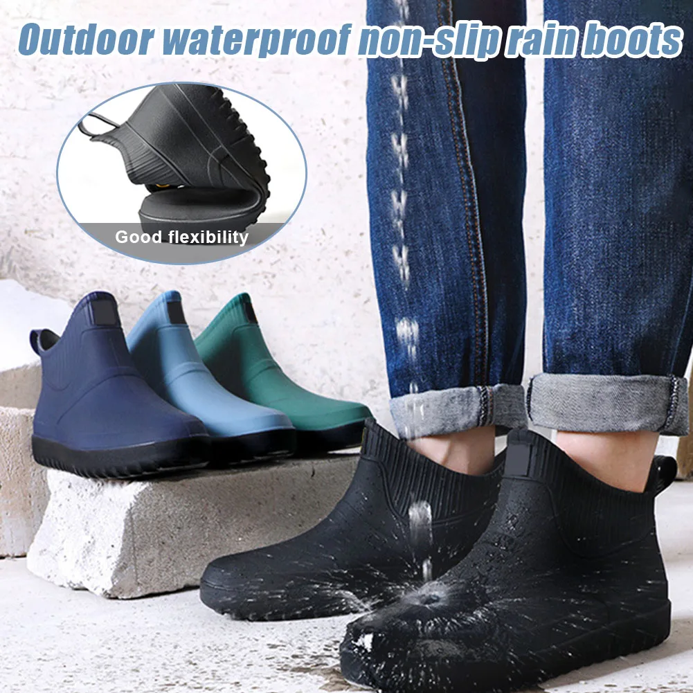 

New Arrival Men Low-top Rain Boots Slip Resistant Waterproof Splash-proof Rainshoes Outdoor Camping Hiking DSA