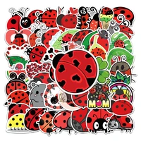 50pcs ladybug coccinella septempunctata stickers for notebook stationery scrapbook sticker scrapbooking material craft supplies