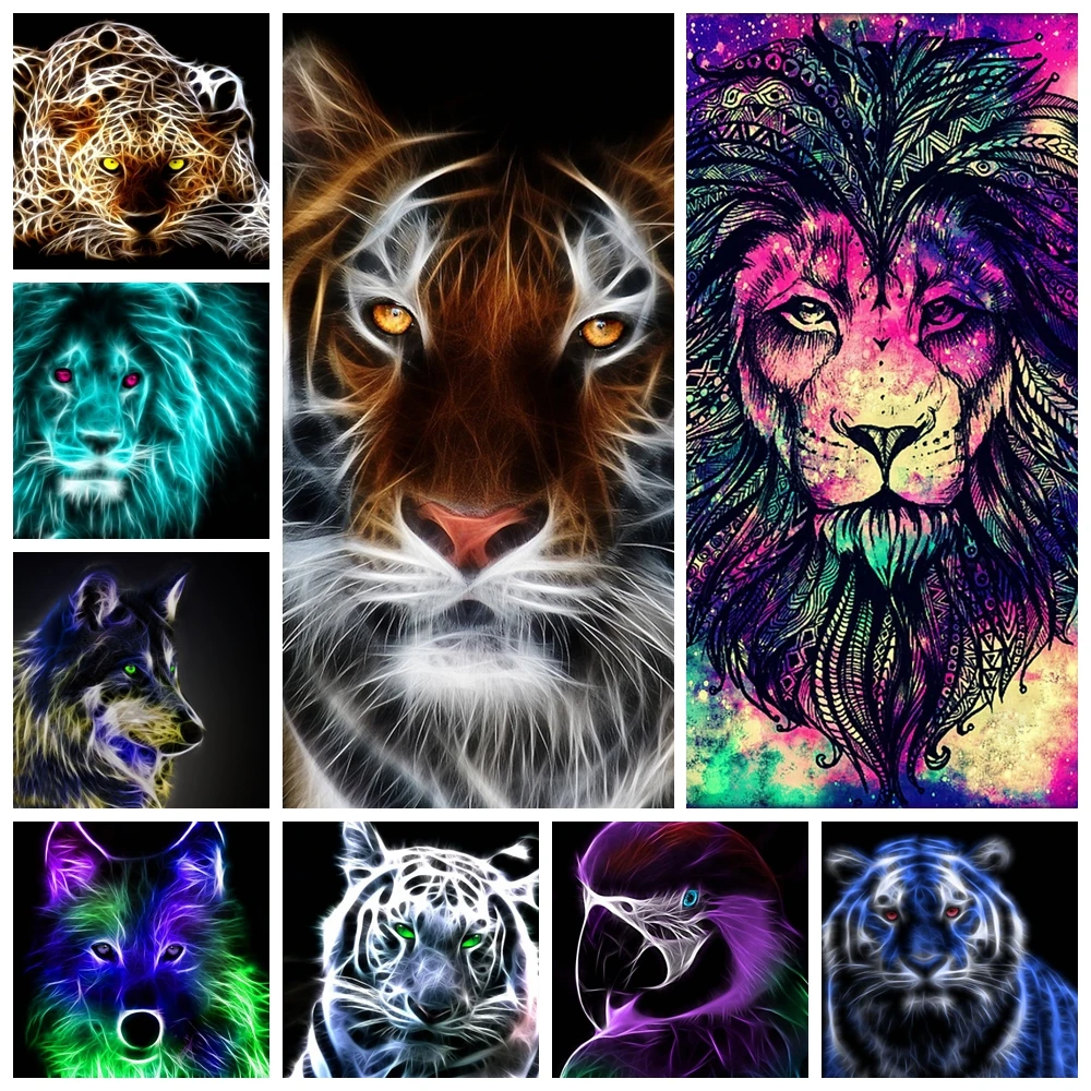 

Алмазная 5D картина «сделай сам», вышивка с изображением животных, Льва, тигра, лисы, леопарда, мозаика, вышивка крестиком, картина Стразы, домашний подарок ручной работы