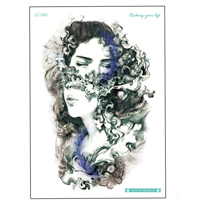 Стильная модная тату-наклейка разных цветов 21x15 см