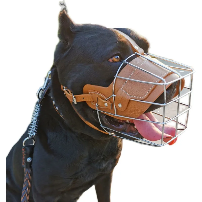 

Medium Sized Dog Large Dog Bite Prevention Mouth Guard Soft Leather with Metal Frame Does Not Rub Pet Dog's Mouth Dog Supplies