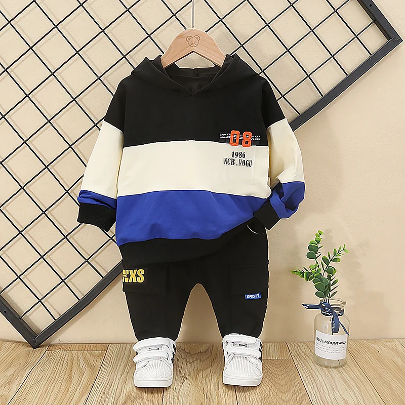 Спортивная одежда для мальчиков детский спортивный костюм топ с капюшоном +