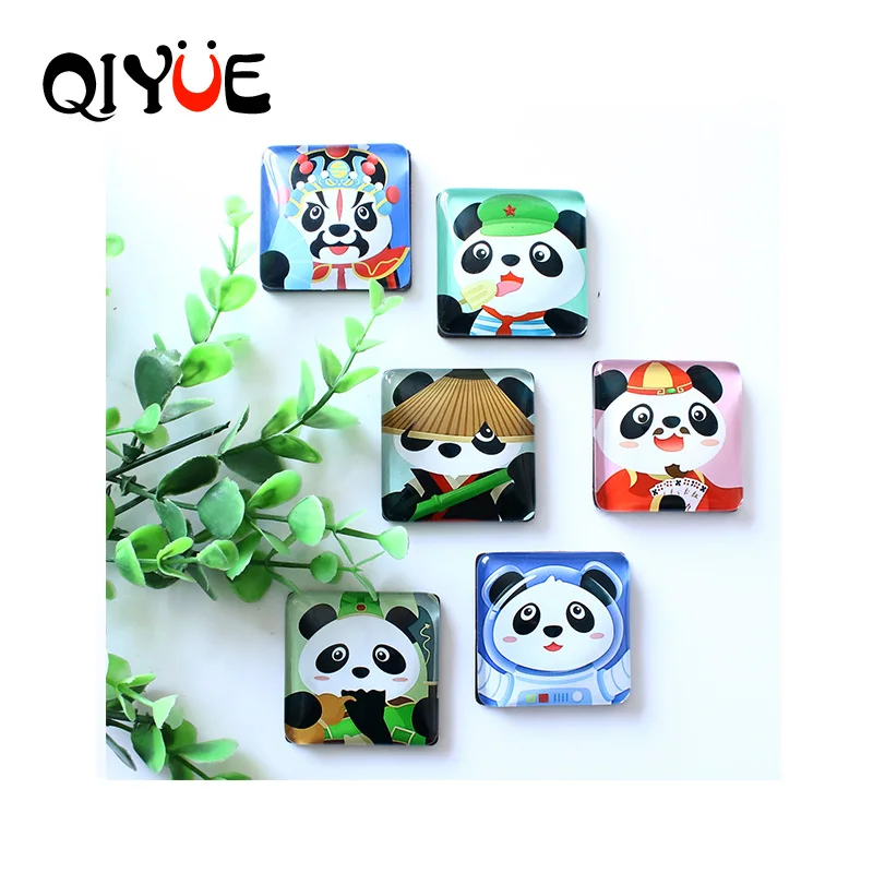QiYue 20 моделей различных панда Магнитная квадратные стеклянные наклейки на