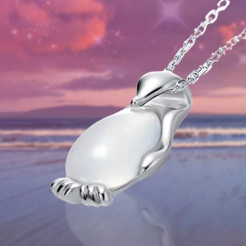 Ожерелье с белым опалом в виде пингвина аксессуары ожерелье кулон | Кулоны для