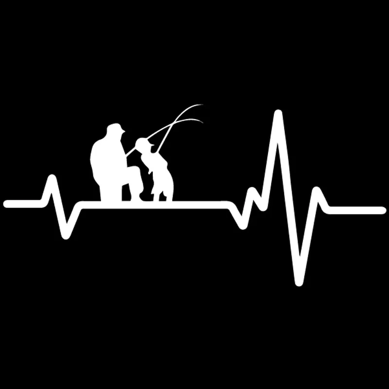 Автомобильная наклейка из ПВХ с изображением сердечного ритма лески рыбалки