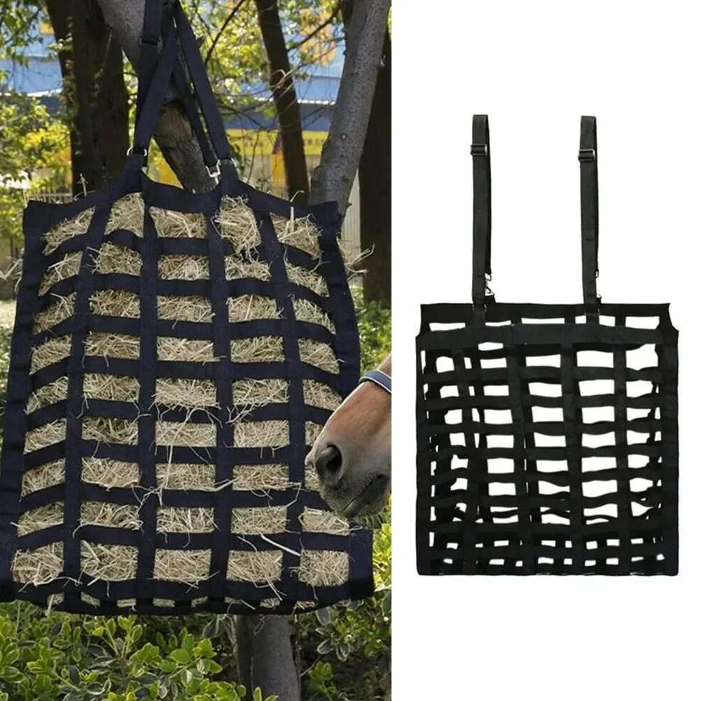 

Easy-Feed Patented Four Sided Slow Feeder Horse Hay Bag Farm Animal Hay Bale Storage Bag Sheep Feeding Tote Bag Travel Feeder