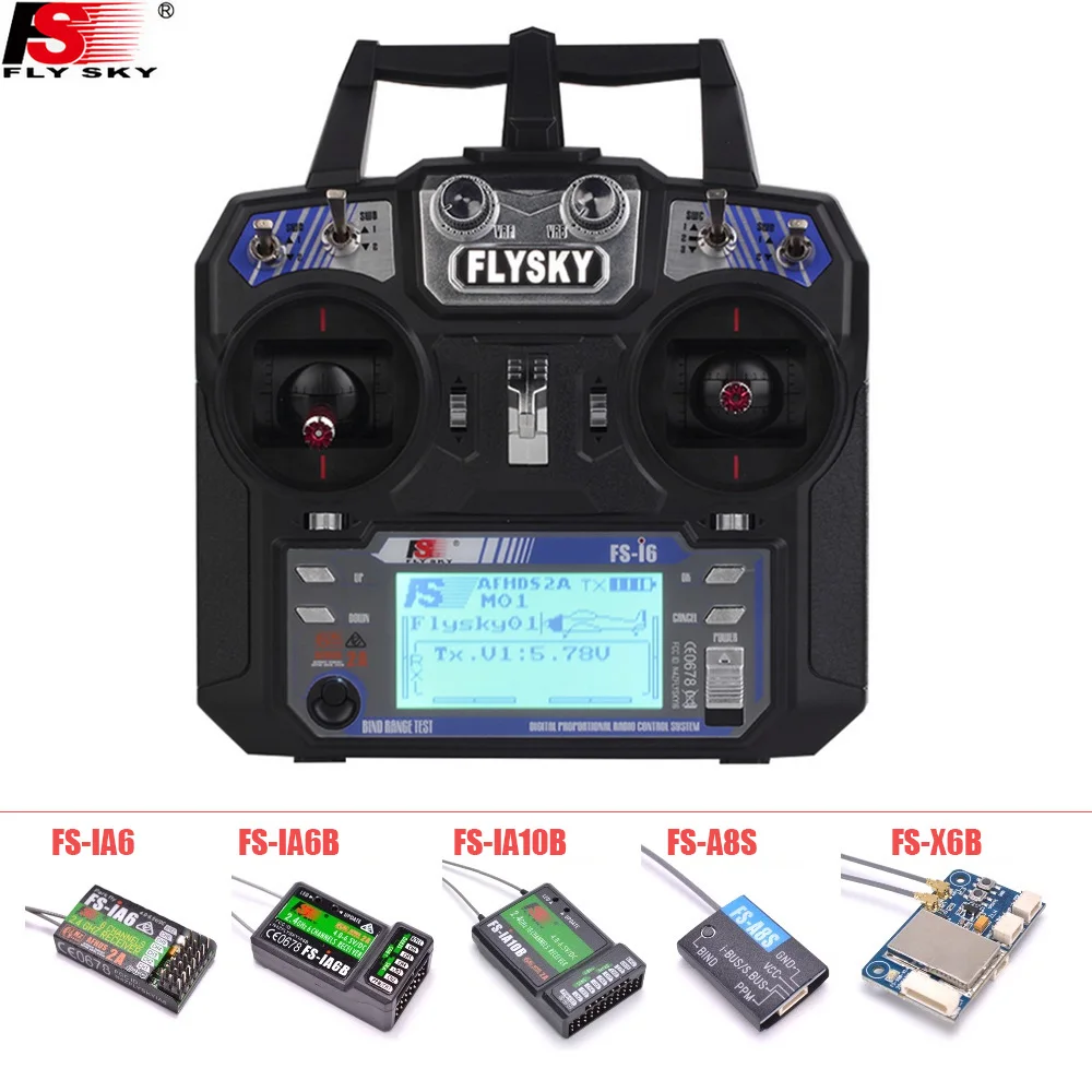 Приемник радиоуправления FLYSKY FS i6 2 4G 6CH с iA6B X6B A8S R6B iA10B RX2A для радиоуправляемых FPV
