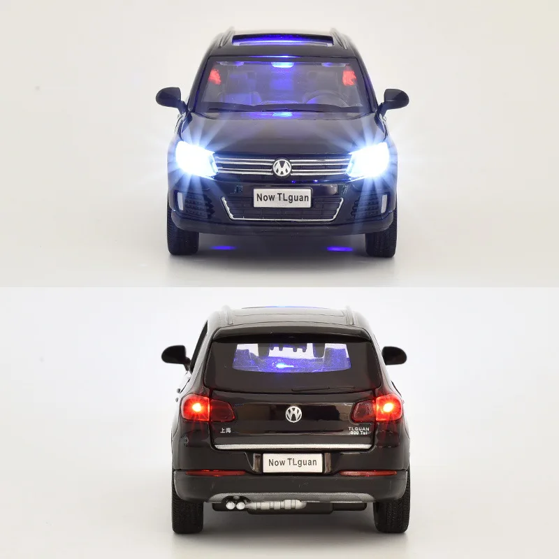 

Tiguan SUV Model Car Toy Alloy High simulation 1:32 Musical Flashing Six Open The Doors Diecast Metal For Kids Birthday Toys