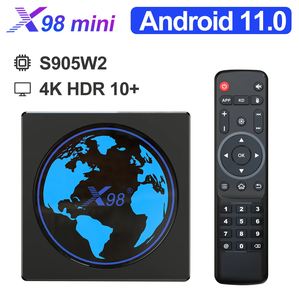 

X98 Mini Amlogic S905W2 TV Box Android 11 4G 64GB Support H.265 AV1 Wifi BT5.0 Youtube Media Player X98mini 4GB 32GB Set Top box