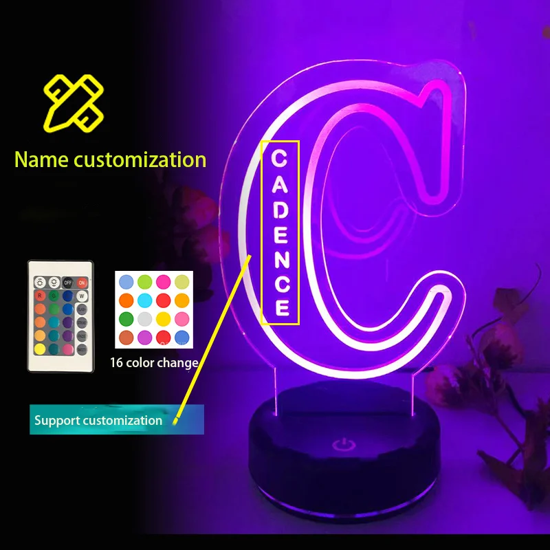 

Customization Name Letter Night Light Personalized Name Letter Light Name Private Custom Gift for Lover Friend Birthday Xmas