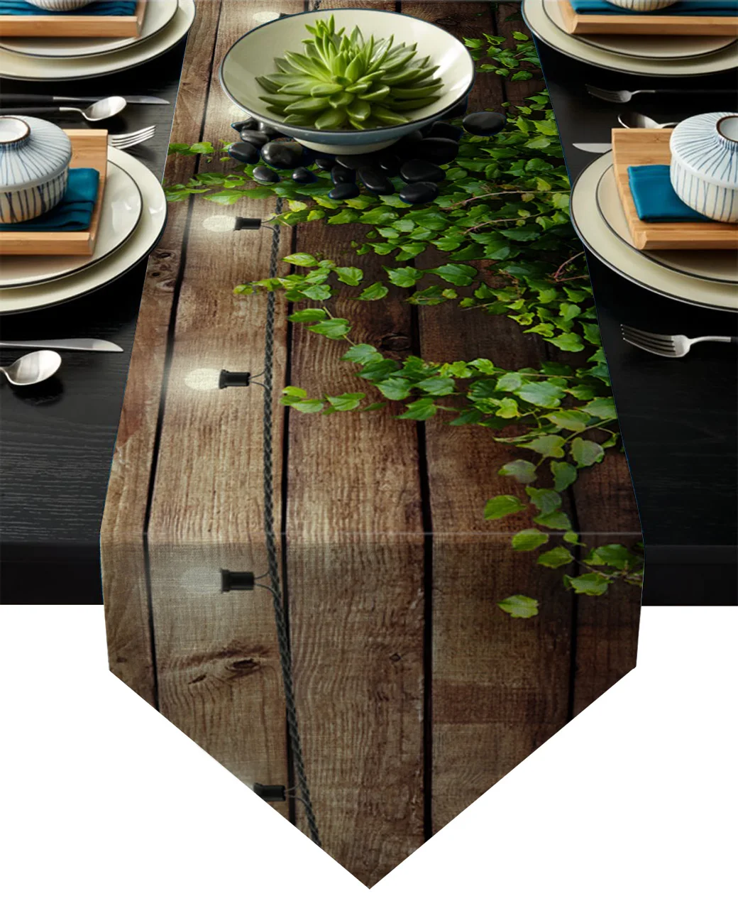 Wood Lamplight Leaves Rattan Plants Table Runners Modern Dining Buffet Kitchen Runner Farmhouse Rustic Wedding Party Decor | Дом и сад