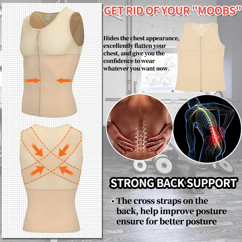 Men's Strong Compression Shirt to Hide Gynecomastia Body Shaper Chest Slimming Body Shaper fit Undershirt Slim Corset For Men